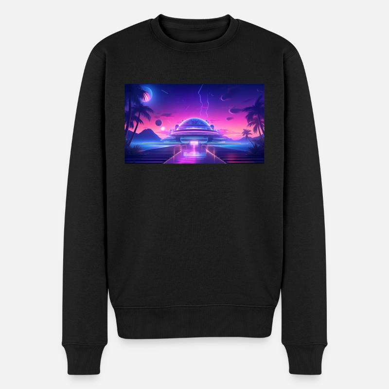 Neon Dreams: Die Villa der Zukunft - Männer Premium Bio Pullover - Schwarz