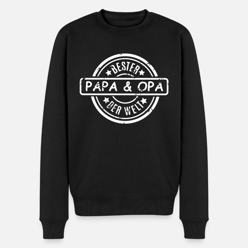 Bester Papa Opa der Welt - Männer Premium Bio Pullover - Schwarz