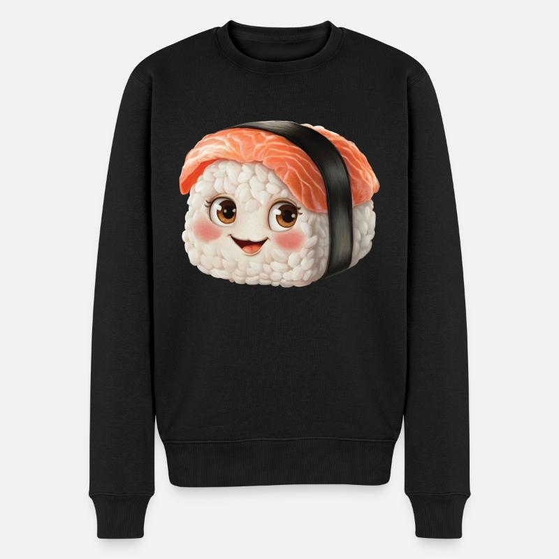 Glücklich Sushi - Männer Premium Bio Pullover - Schwarz