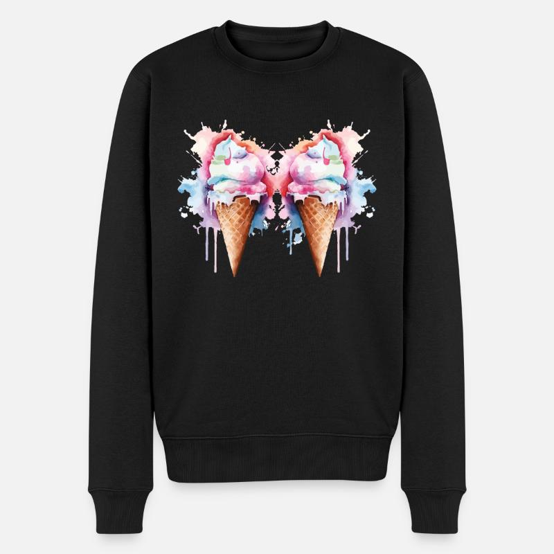 Eis Eiscreme - Männer Premium Bio Pullover - Schwarz