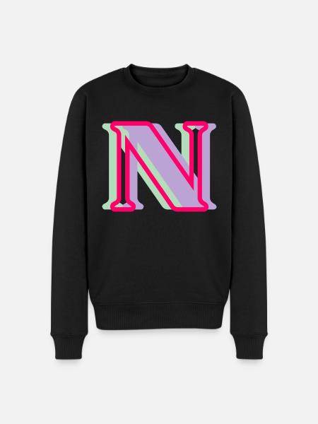 Mehrfarbiger Buchstabe n - Männer Premium Bio Pullover - Schwarz