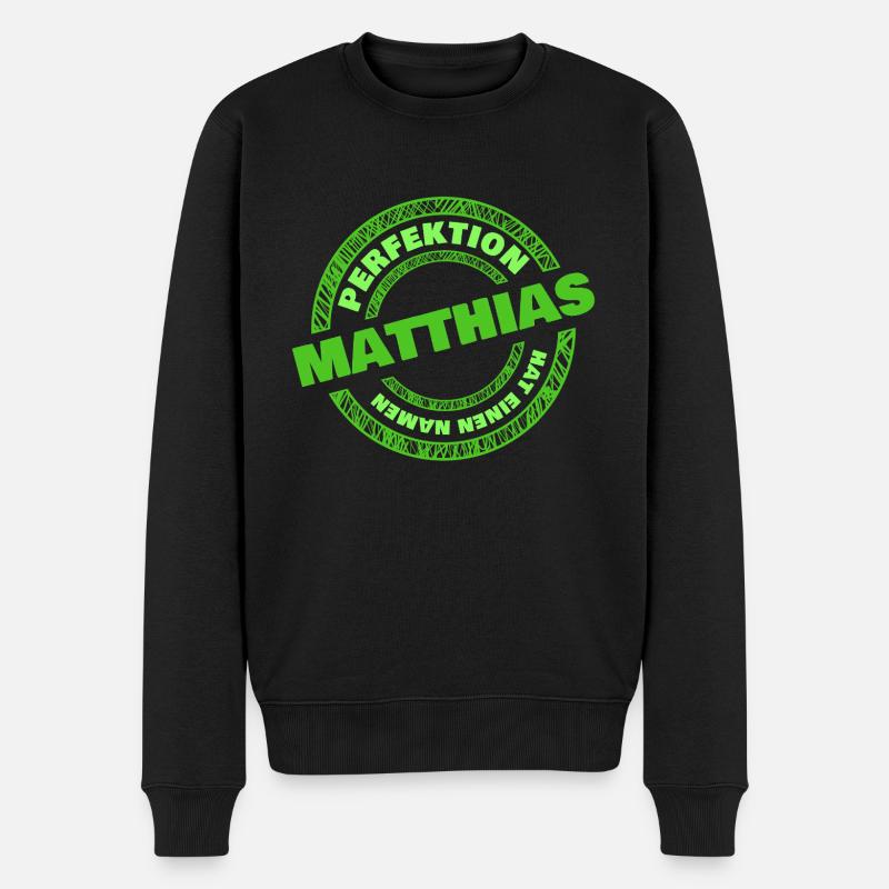 Matthias als Matthias - Männer Premium Bio Pullover - Schwarz