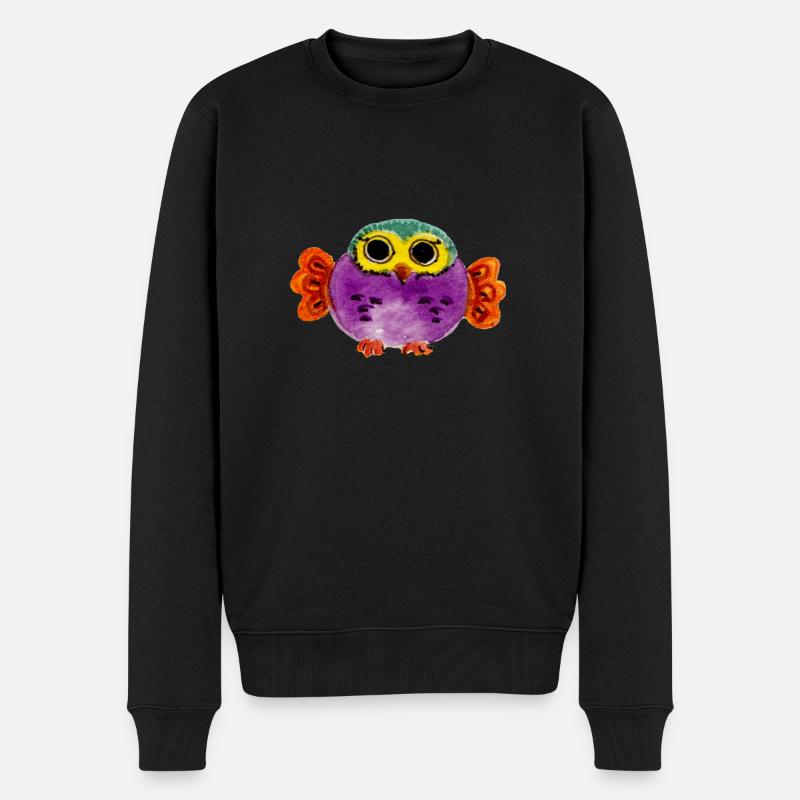 kindische Eule - Männer Premium Bio Pullover - Schwarz
