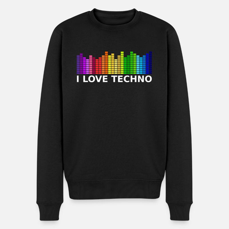 J'aime la techno - Pull Premium bio Homme - noir