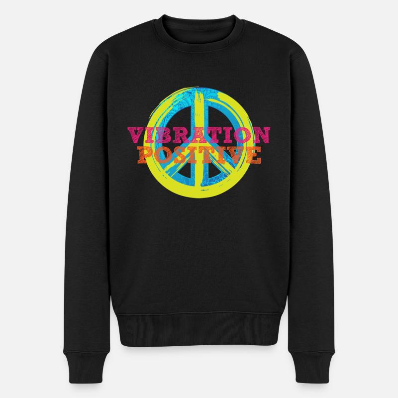 T-Shirt positive Vibration. - Männer Premium Bio Pullover - Schwarz