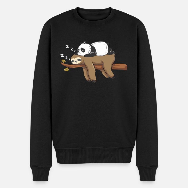 Panda Faultier Geburtstag Weihnachten Freunde Idee - Männer Premium Bio Pullover - Schwarz