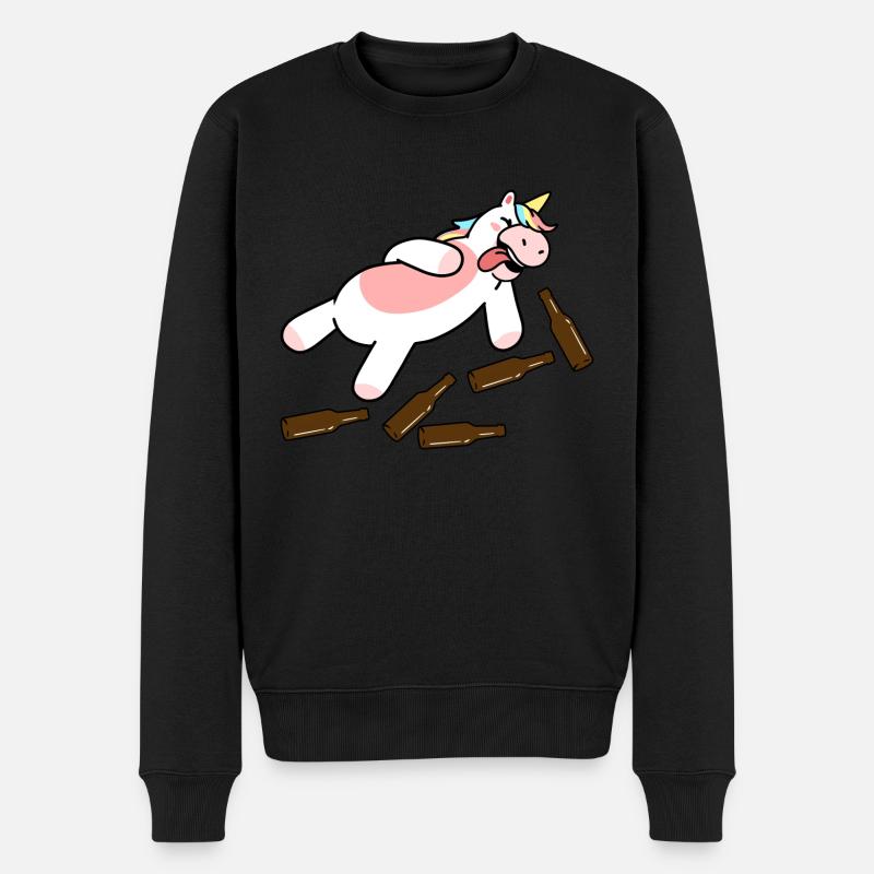 Betrunkenes Einhorn - Männer Premium Bio Pullover - Schwarz