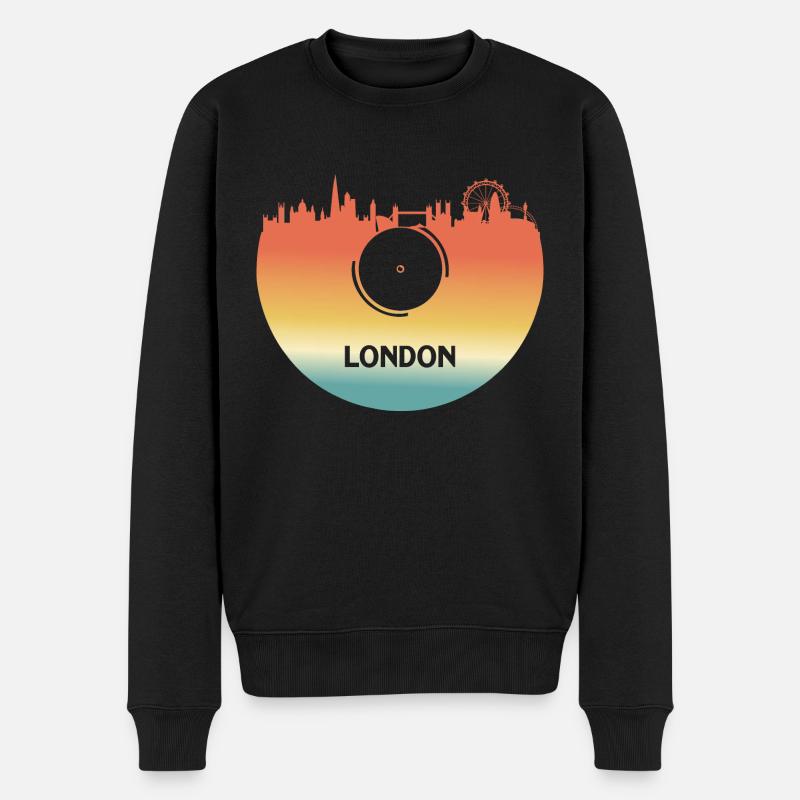 Disque vinyle Londres Skyline Souvenir - Pull Premium bio Homme - noir