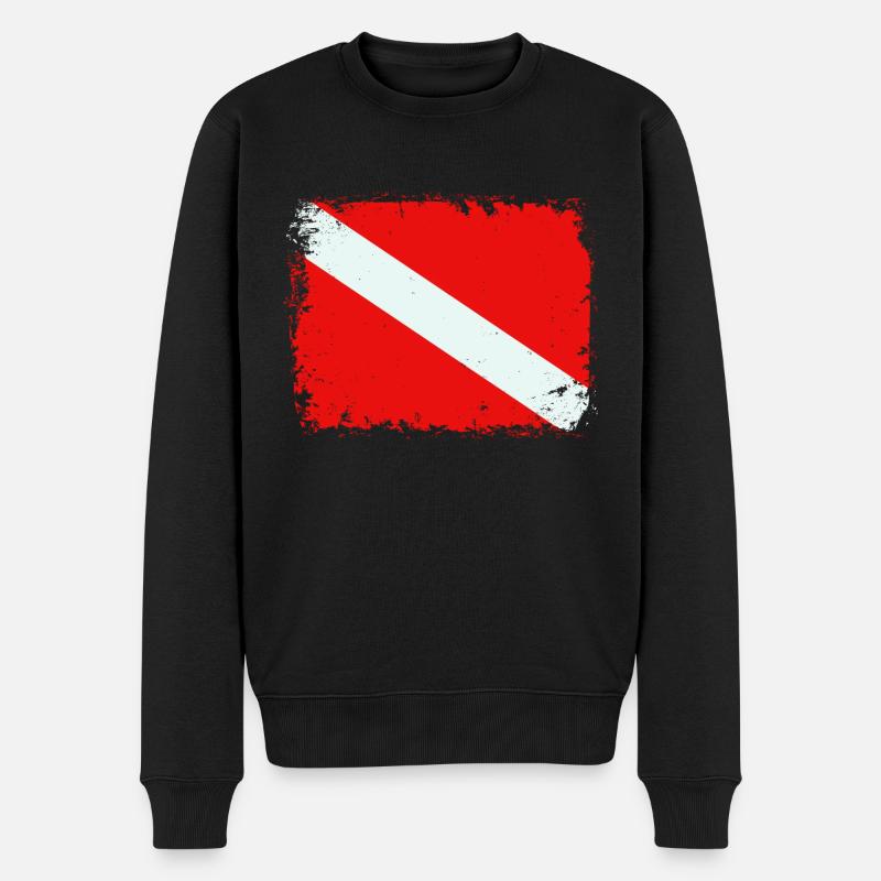 Dive Flag Scuba Diving Underwater Freediving Diver - Männer Premium Bio Pullover - Schwarz