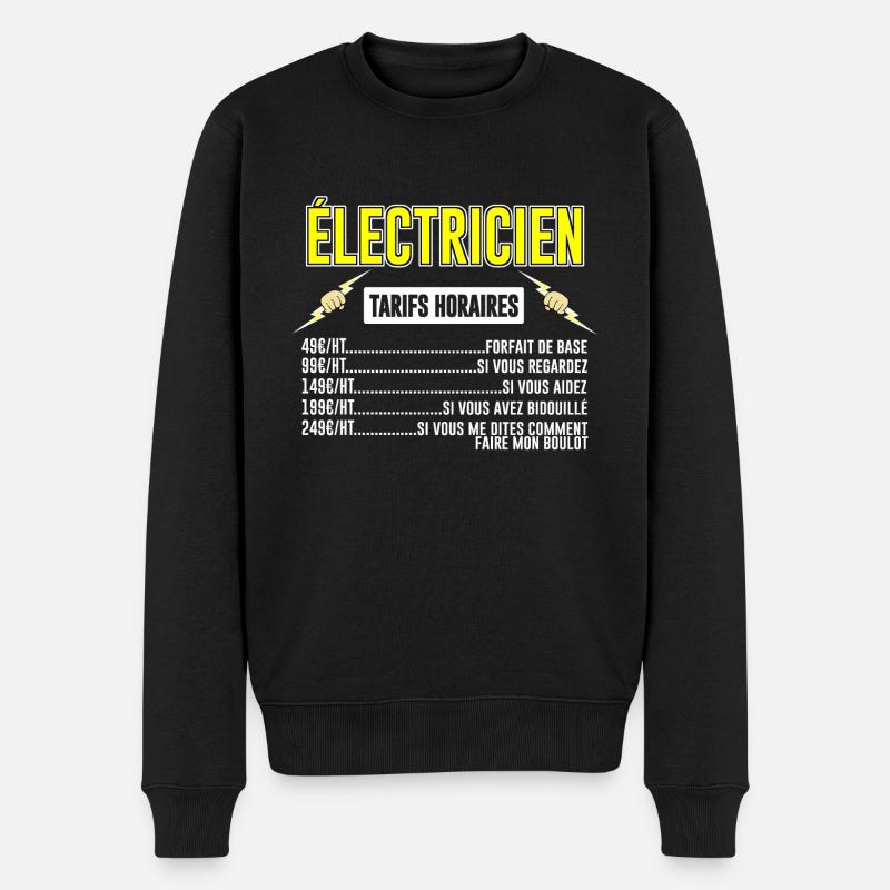 Électricien Tarifs Horaires - Pull Premium bio Homme - noir