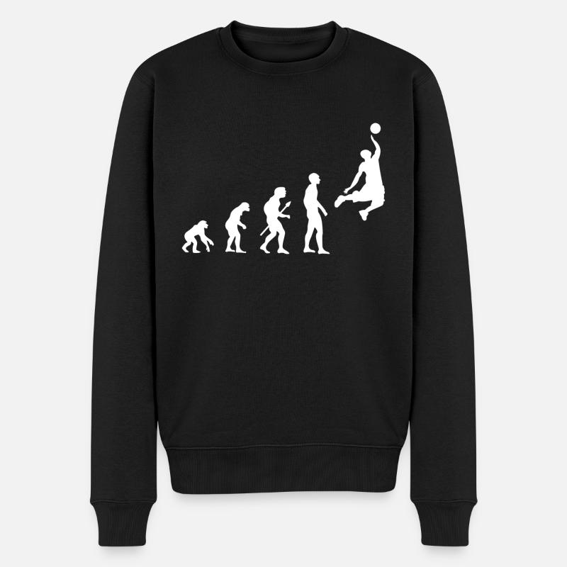 Basketball Evolution mit Basketballer - Männer Premium Bio Pullover - Schwarz