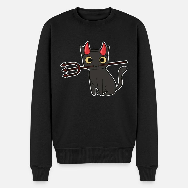 Chat Diable Halloween - Pull Premium bio Homme - noir