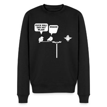 Guck mal der hat Wlan - Wlan Vögel Drahtlos - Männer Premium Bio Pullover - Schwarz - Vorne - Nico (187cm)