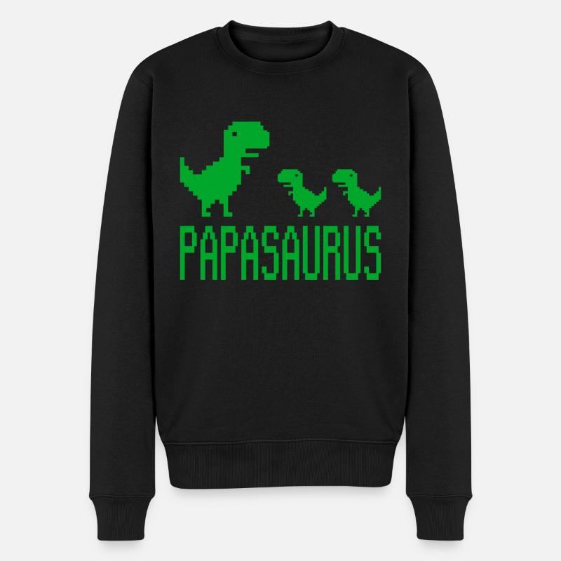Papa Père Papasaurus rétro - Pull Premium bio Homme - noir
