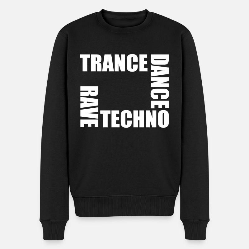 rave techno dance trance - Pull Premium bio Homme - noir