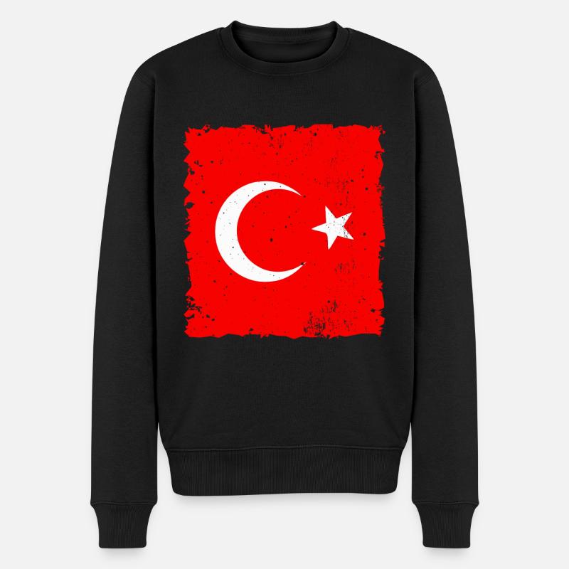 Türkei Fahne Retro - Männer Premium Bio Pullover - Schwarz