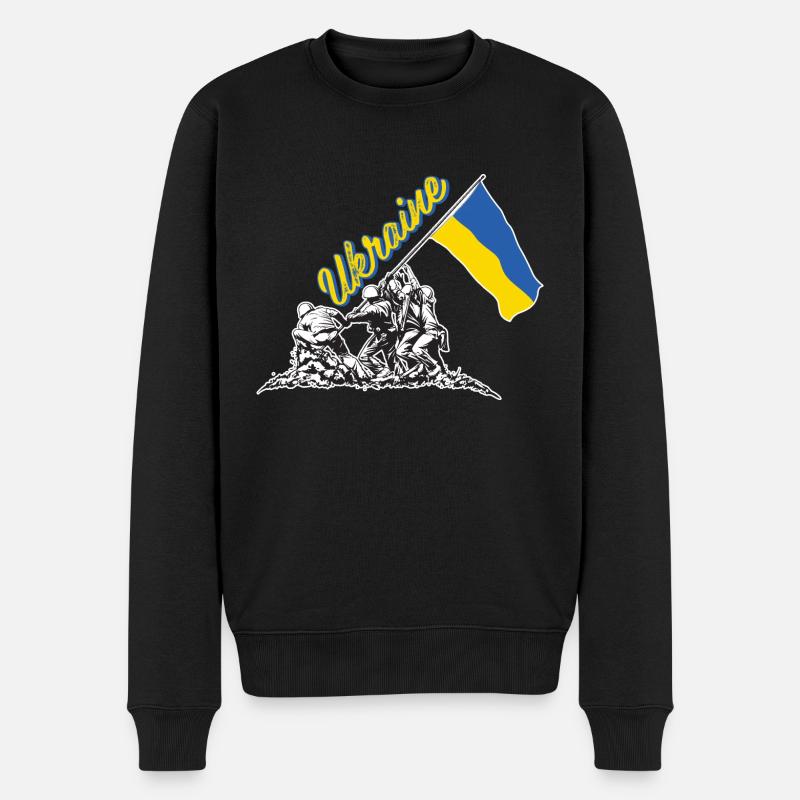 lever du drapeau ukraine - Pull Premium bio Homme - noir