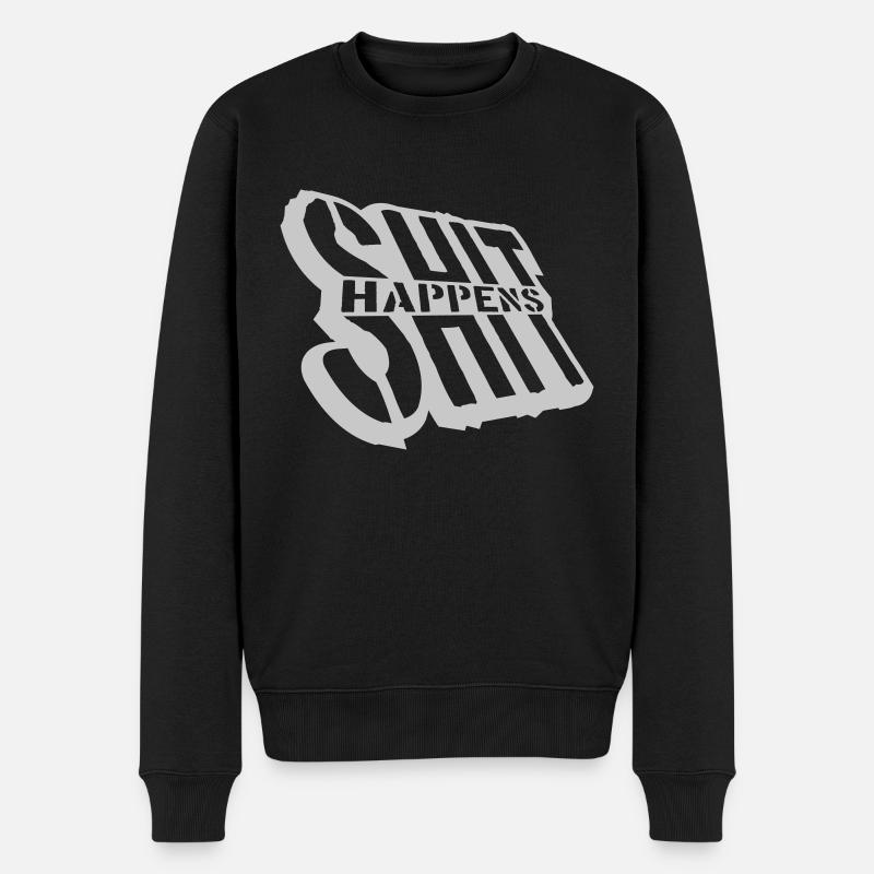 Witz Shit happens Humor - Männer Premium Bio Pullover - Schwarz
