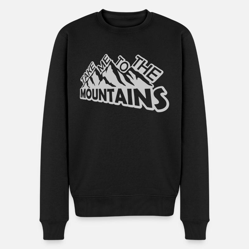 To the mountains Zitat - Männer Premium Bio Pullover - Schwarz
