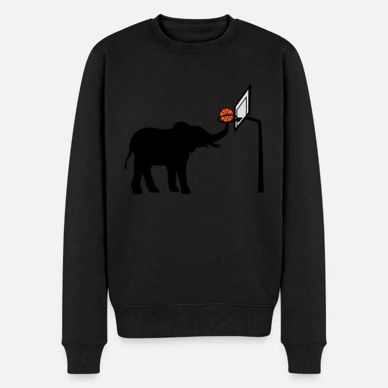Silhouette d’éléphant jouant au basket-ball - Pull Premium bio Homme - noir