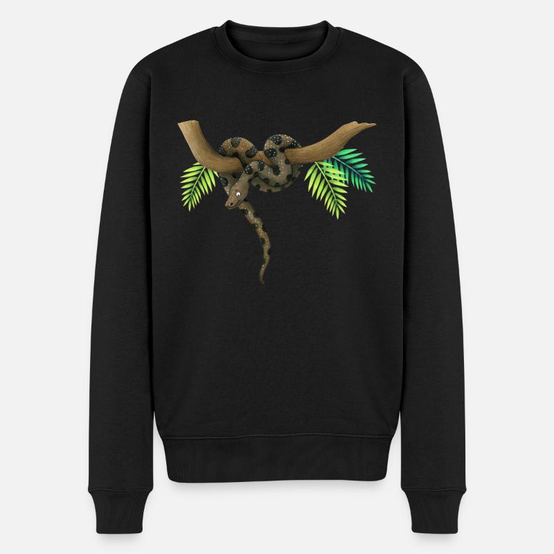 Anaconda, die lustige Schlange - Männer Premium Bio Pullover - Schwarz