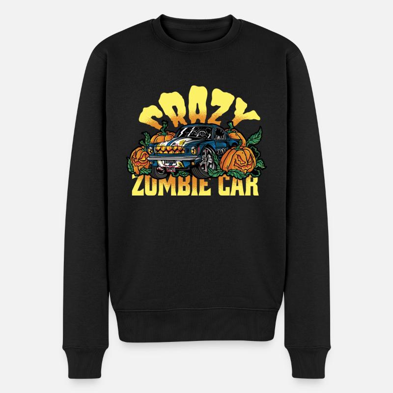Verrücktes Zombie-Auto halloween Verrücktes Zombie - Männer Premium Bio Pullover - Schwarz