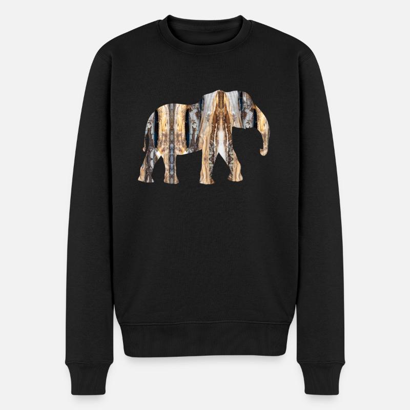 brauner Elefant - Männer Premium Bio Pullover - Schwarz