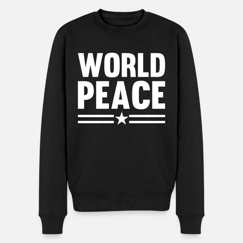 Die Kraft des Weltfriedens - Männer Premium Bio Pullover - Schwarz