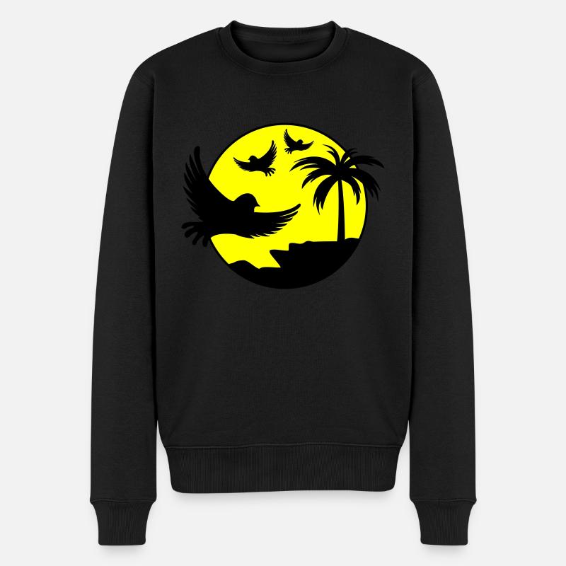 birds palmtree design 2 - Männer Premium Bio Pullover - Schwarz