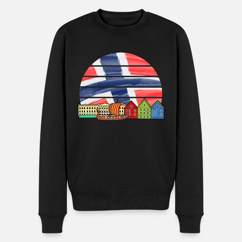 Norwegen Wikinger Flagge Skandinavien Urlaub - Männer Premium Bio Pullover - Schwarz