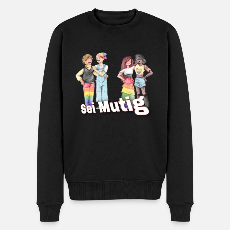,,Sei Mutig" LGBTQ - Männer Premium Bio Pullover - Schwarz