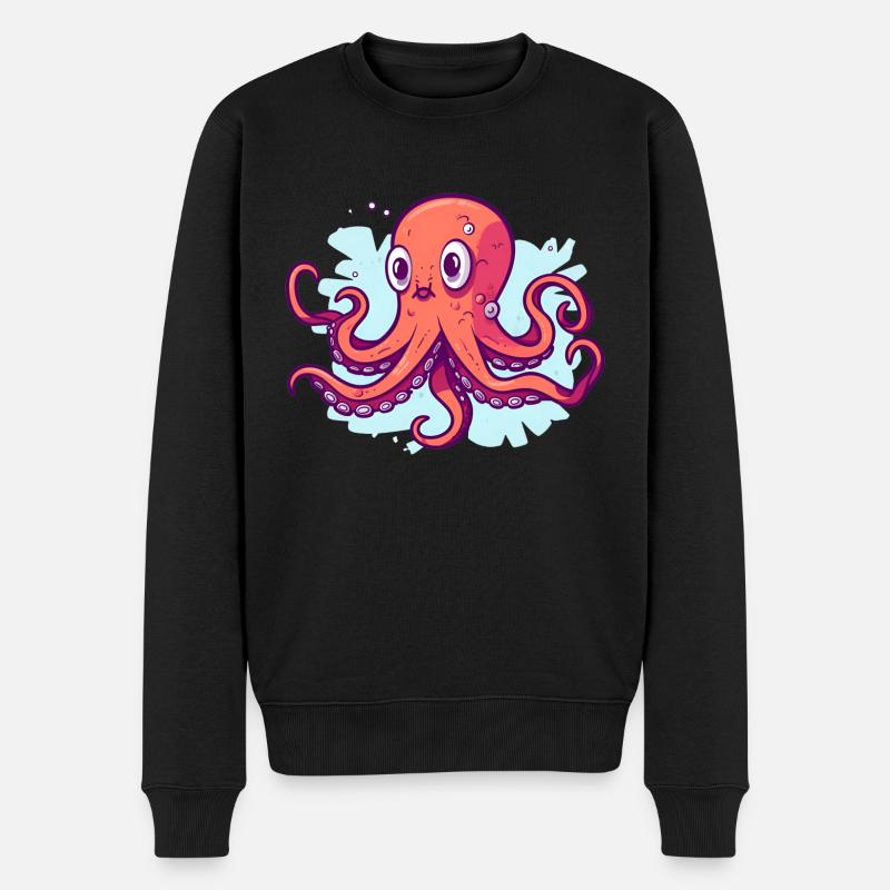 Tintenfisch - Männer Premium Bio Pullover - Schwarz