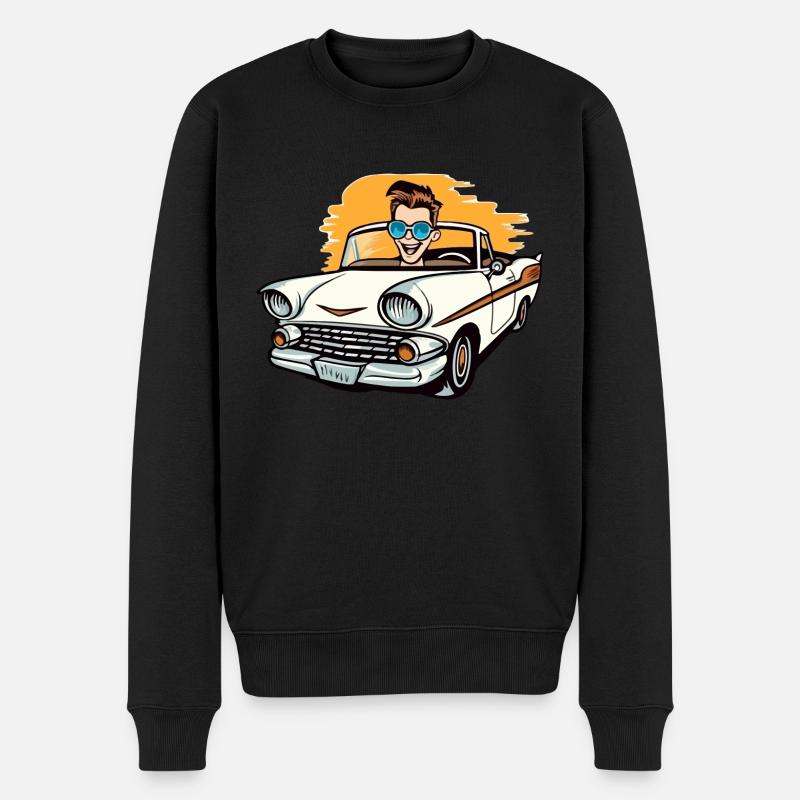 Clément im Cabrio - Männer Premium Bio Pullover - Schwarz