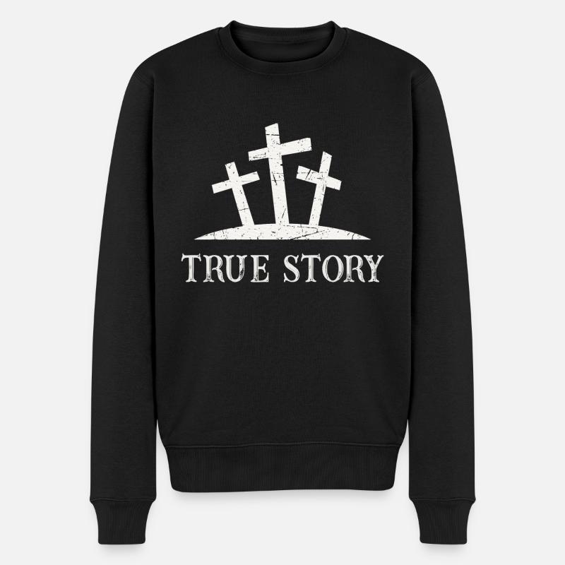True Story - Männer Premium Bio Pullover - Schwarz