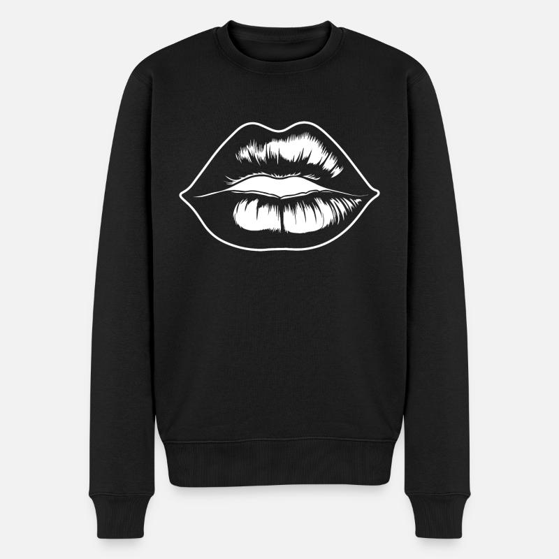 Lèvres, bouche, baisers lèvres - Pull Premium bio Homme - noir
