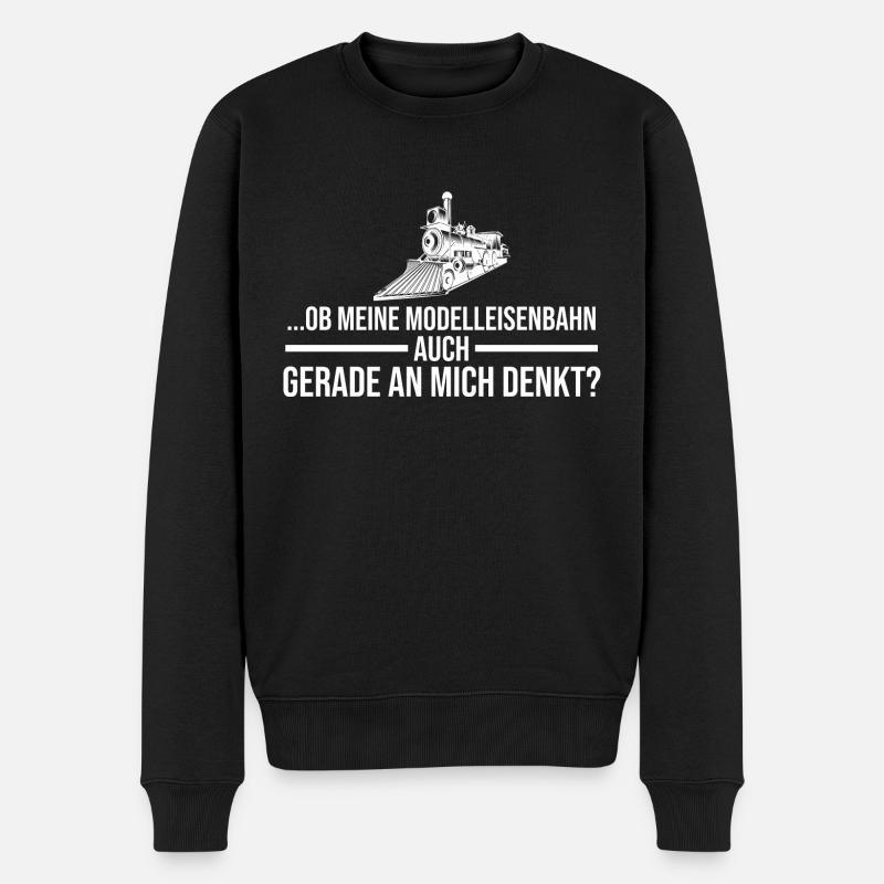 Dampflok Zug Eisenbahner Modelleisenbahn Eisenbahn - Männer Premium Bio Pullover - Schwarz