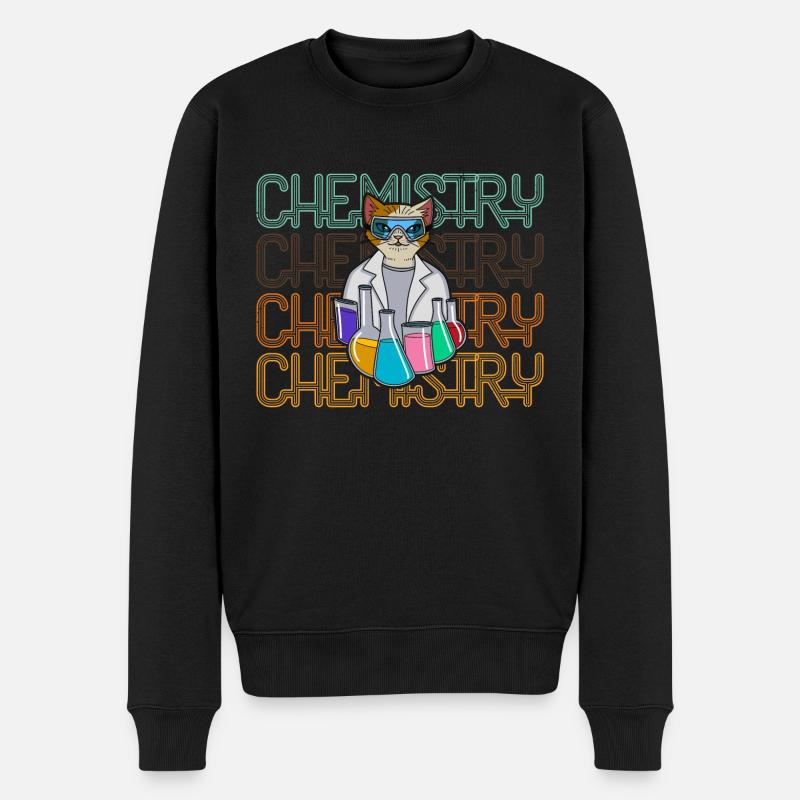 Katze Chemie Chemistry beaker flask Retro - Männer Premium Bio Pullover - Schwarz