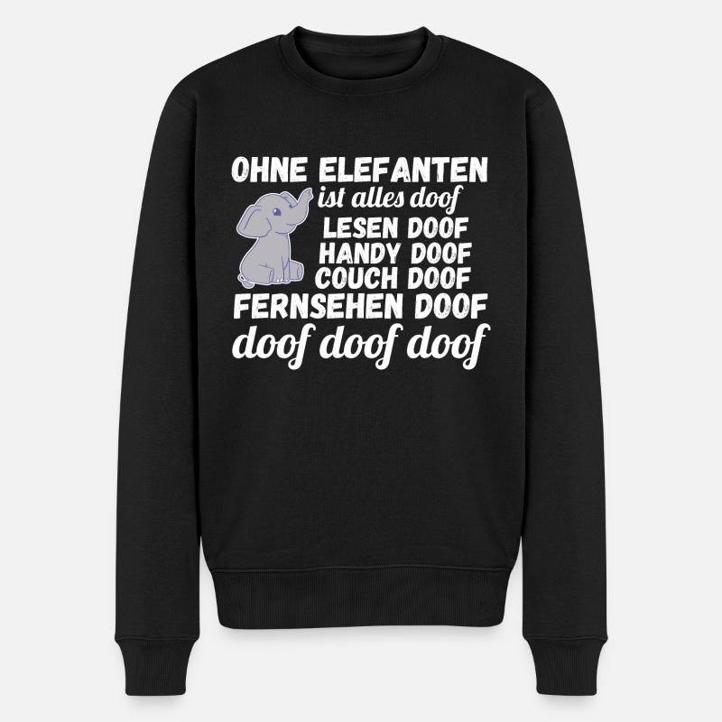Elefant Elefanten - Männer Premium Bio Pullover - Schwarz