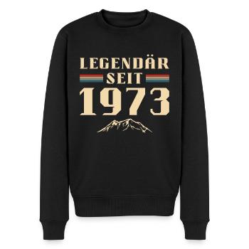 Retro Vintage Berge Jahrgang 1973 Geburtstag - Männer Premium Bio Pullover - Schwarz - Vorne - Nico (187cm)