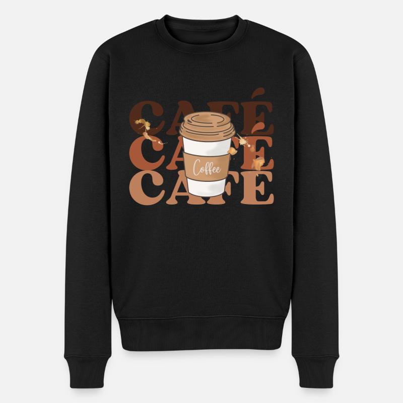 Kaffee Kaffee Kaffee - Männer Premium Bio Pullover - Schwarz