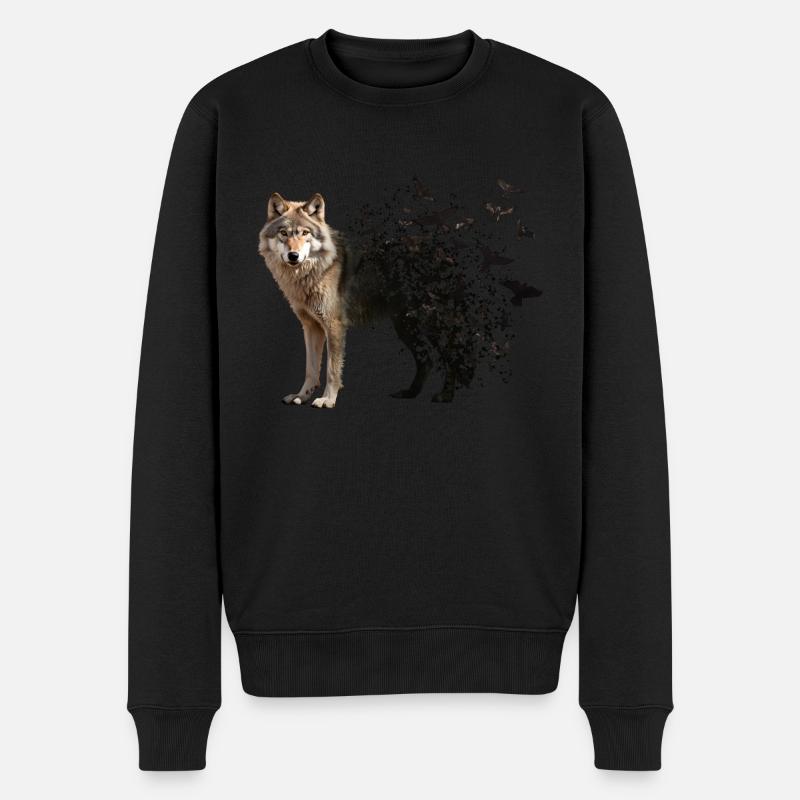 Wolf - Männer Premium Bio Pullover - Schwarz