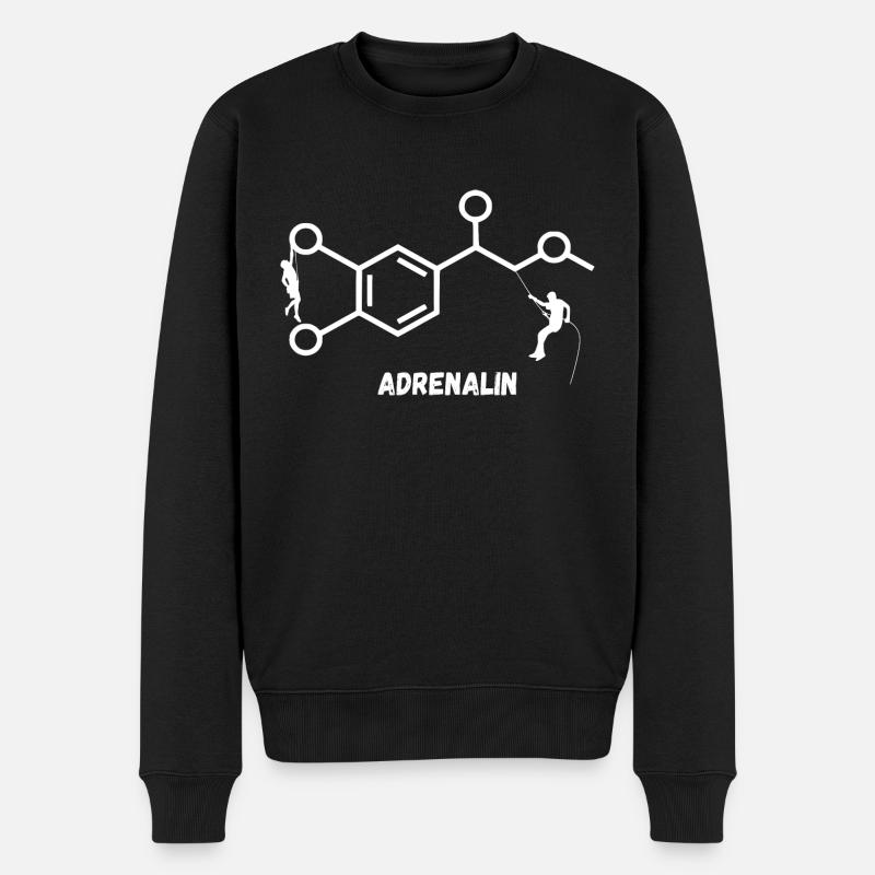 Adrenalin Strukturformel mit Kletterer - Männer Premium Bio Pullover - Schwarz