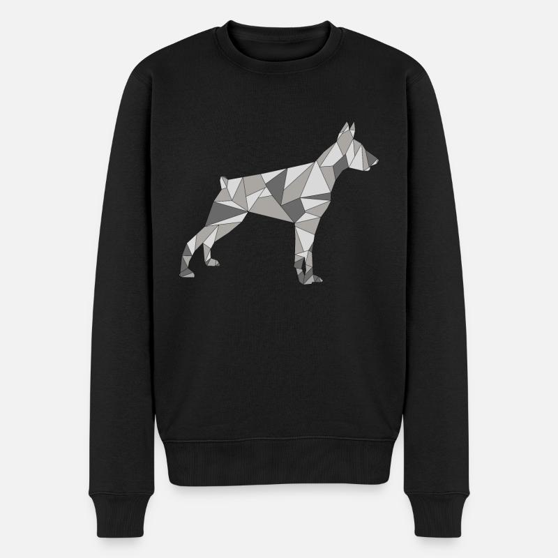 GEOMETRISCHER DOBERMAN - Männer Premium Bio Pullover - Schwarz