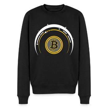 Bitcoin Space 01A - Men's Premium Organic Jumper - black - Front - Nico (187cm)