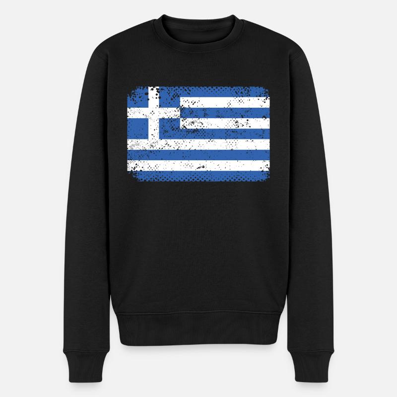 Grèce Drapeau Grec - Pull Premium bio Homme - noir
