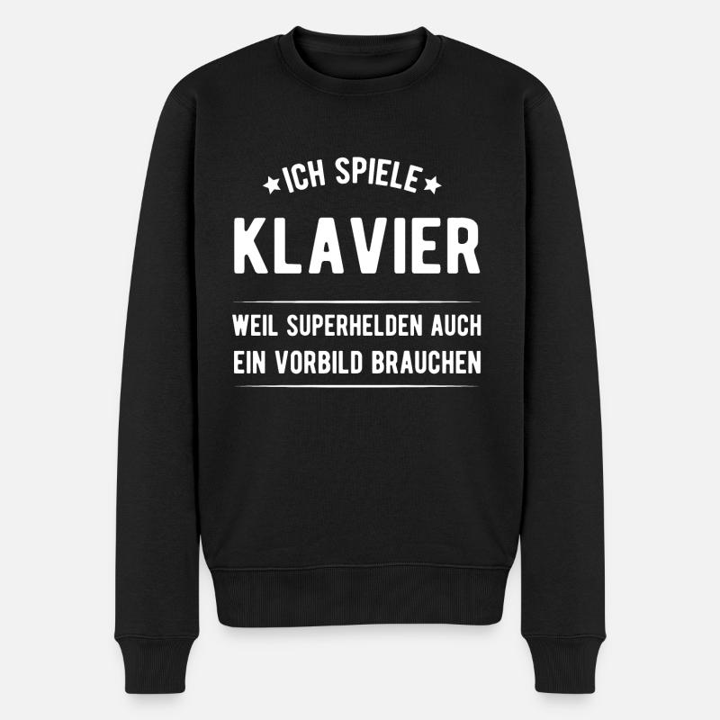 Klavier - Männer Premium Bio Pullover - Schwarz