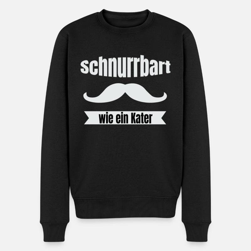 Schnurrbart Bart T-Shirt wie ein Kater - Männer Premium Bio Pullover - Schwarz