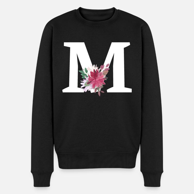 Lettre m floral - Pull Premium bio Homme - noir