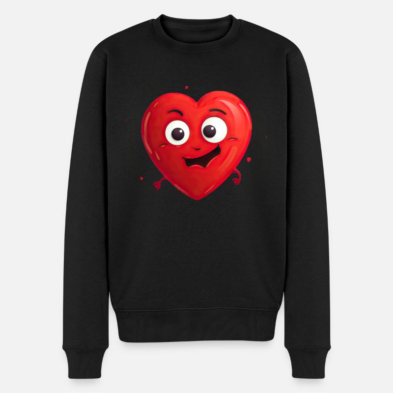 Fröhliches Herz - Männer Premium Bio Pullover - Schwarz
