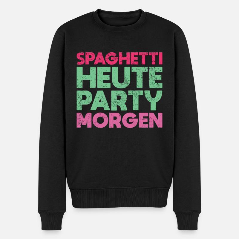 Spaghetti Heute, Party Morgen - Männer Premium Bio Pullover - Schwarz